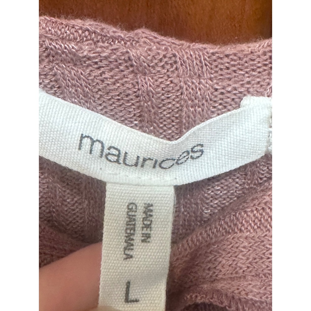 Maurices Mauve Ribbed Ruffle Off Shoulder Ruched Peplum Top Large - Picture 3 of 9